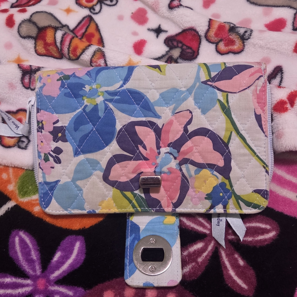 Vera Bradley Floral Quilted Wallet in Blue, Pink, Purple, Yellow & Green